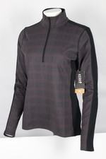 Kerrits Equestrian Women's Stretch Plaid 1/4 Zip Top Long Sleeve M Black 40747