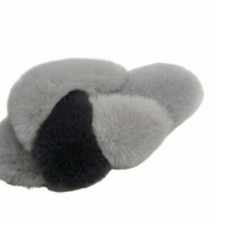Jenni Women's Faux-Fur Crossband Slippers size small 5-6 slip on shoes