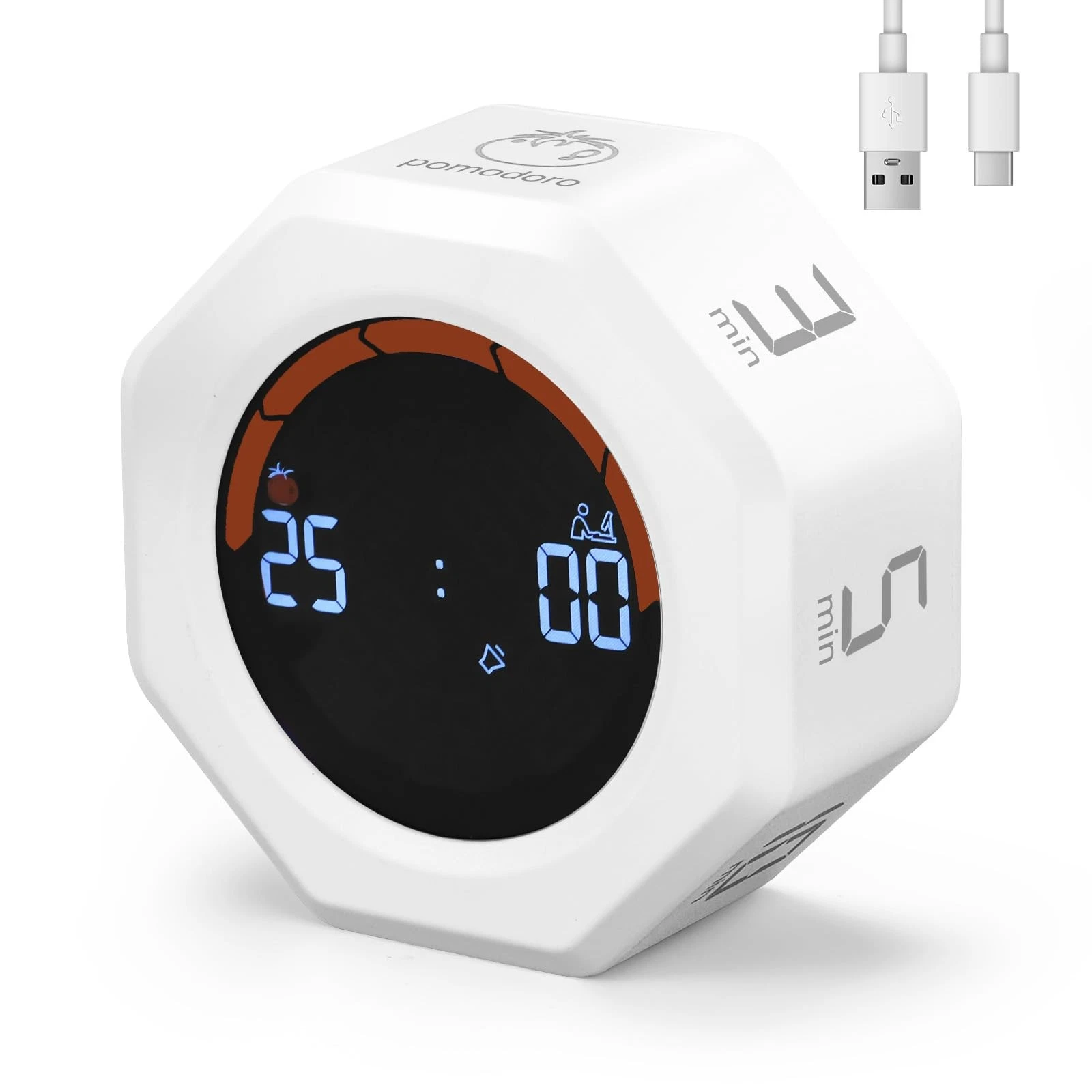 Small Productivity Timer - Pomodoro Timer with 3/5/10/25/60 Min Presets & Cus...
