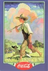 Coca Cola Ad Boy Fishing Pole Dog Vintage 1999 Continental Postcard Unposted