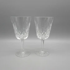 Waterford Cut Crystal LISMORE Water Goblets - Set of TWO  Stemware