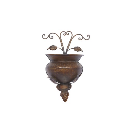 11" x 6" x 18" Round Brown Metal Indoor Outdoor Scroll Wall Planter eBay