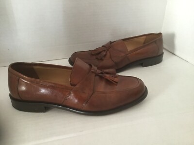 Johnson & Murphy Brown Leather Tasseled Loafers Men\'s Sz 8 Handcrafted in Italy Johnston & Murphy Brown Leather Tassel Loafers Men main image 4