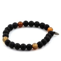 Armband Onyx Matt Schwarz + Traumachat 8 Mm. Hergestellt In Frankreich.
