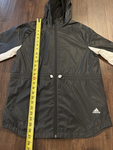 Adidas Outline Windbreaker Black Lightweight Hooded Jacket Women's Size Small - Picture 7 of 9