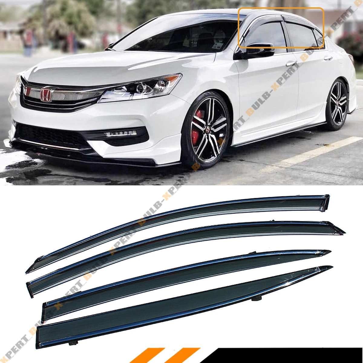 JDM SMOKE TINTED WINDOW VISOR RAIN GUARD W CLIPS FOR 2013 2017