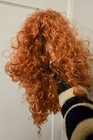 Hair Cap+Orange Curly Wig For Princess Costume, Copper Wig Red Orange Long Fo...