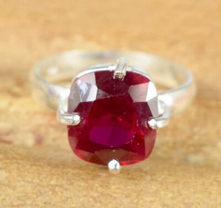 12.05 Ct Natural Utah Beryl Bixbite Red Emerald 11 x 10 mm Cushion Gemstone Ring