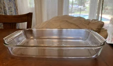 Pyrex 233 04 Clear Glass Utility Dish Lasagna Casserole 3qt 2.8L Handles 13x9x2
