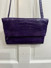 Nancy Gonzalez Purple Crocodile  Flap Crossbody Shoulder Bag Euc
