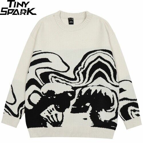 Streetwear Sweater Retro Painting Skull Graphic Hip Hop Streetwear Sweater Retro Painting Skull Graphic Hip Hop