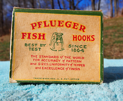 antique pflueger fish hooks BULL DOG BRAND CARLISLE 2/0 OLD No. 8921  Toad Tackle Interesting Pflueger lure making history