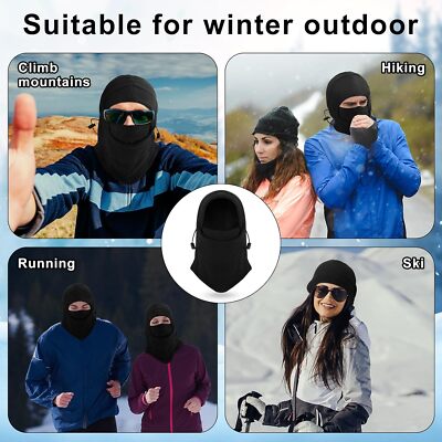 N-Ferno Black Wind-proof Hinged Balaclava Face Mask - Versatile Cold Weather Headwear for Work - One Size Fits Most 16823 at