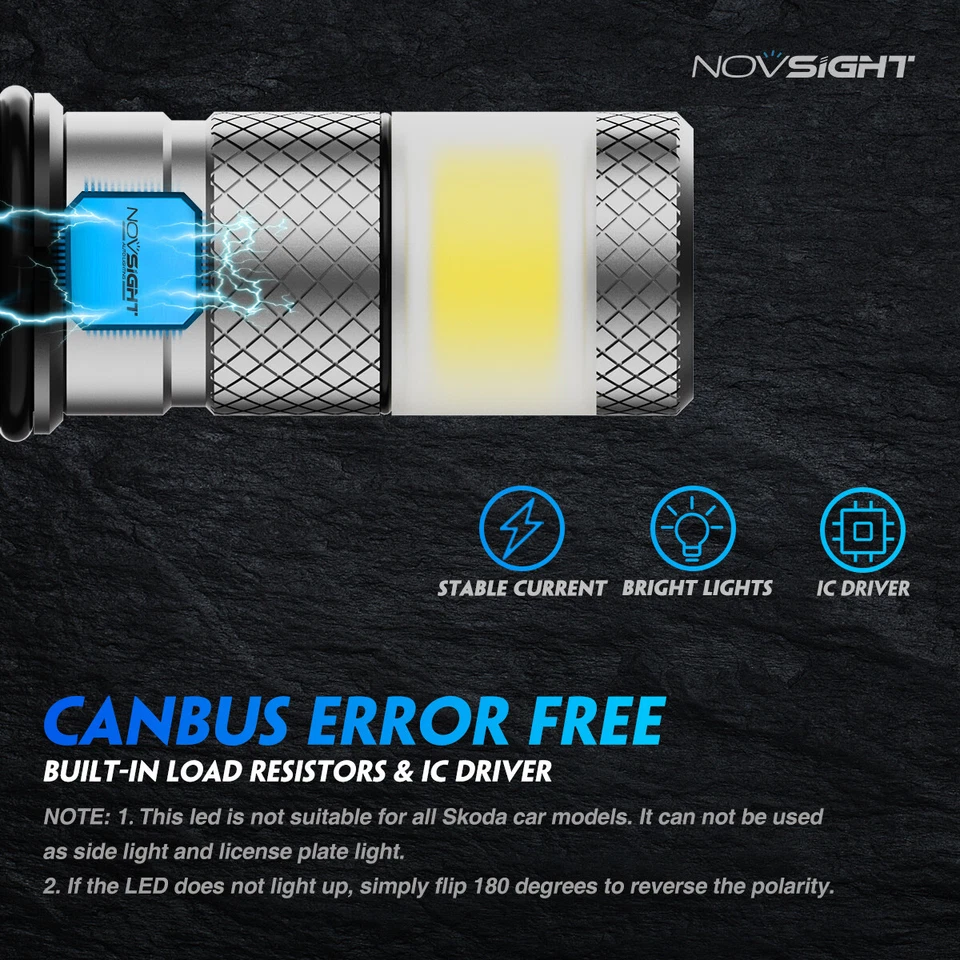 NOVSIGHT 9006 HB4 COB LED Fog Light Bulbs 30W 6500K 360-Degree Bright White Red - Image 4 of 4