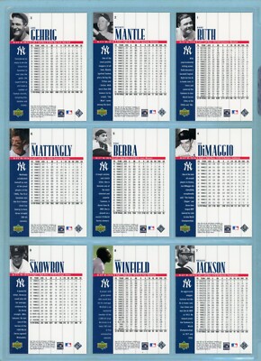 2000 UD YANKEES LEGENDS メモラビリア3枚組 2000 Upper Deck Yankees Legends Complete Set of 90 Baseball Cards