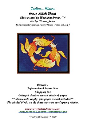 ZODIAC - POISSONS ~~ motif point de croix compté