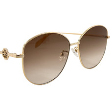 Alexander McQueen AM0288S Womens Metal Sunglass 002 Gold Brown 62-15 Italy