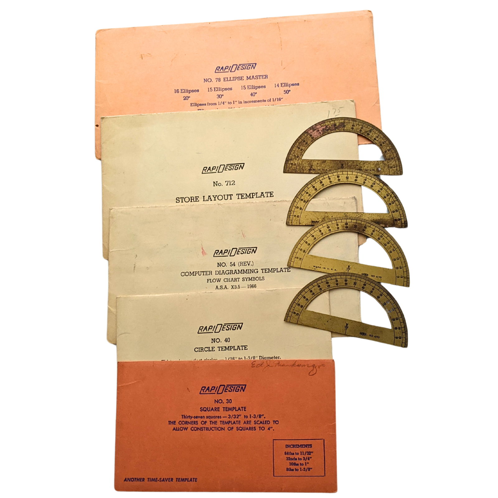 Vintage RapiDesign Templates & Weber Protractors Drafting Tools ...