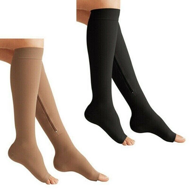US Compression Socks Women Men OPEN TOE Knee High Leg Support St