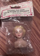 Vintage NOS Sealed Porcelain Doll Head Blonde Hair Lady 2 1/4 7690 Fibre Craft