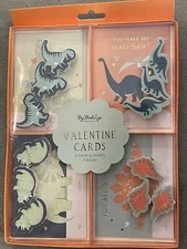 MY MIND'S EYE Valentine Cards & Erasers 2 Designs 12 Cards 12 Erasers DINOSAUR