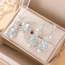 womens fashion jewelry set waterdrop 4 piece boxed necklace earrings bracelet