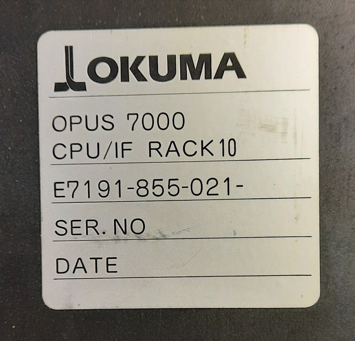 Okuma OPUS 7000 CPU/IF Rack 10 Slot E4809-770-098 | eBay