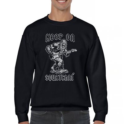 Keep On Squatchin Sweatshirt Fun Sasquatch Rock N Roll Bigfoot Guitar Crewneck