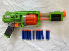 NERF Dart Tag Fury Fire Blaster Green Gun 10 Dart Revolver Tested Works 12 Darts
