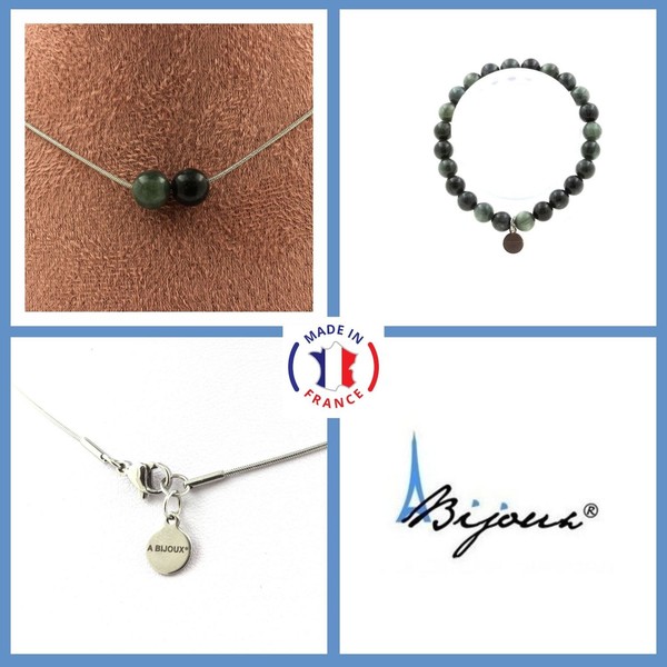 Schmuckset Armband Halskette 2 Perlen Seraphinit Aus Russland 8 Mm. GrößE Pers-image
