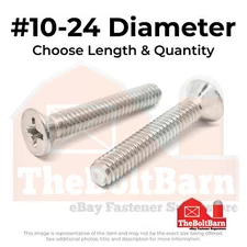 #10-24 316 Stainless Steel Phillips Flat Head Machine Screws (Pick Length & Qty)