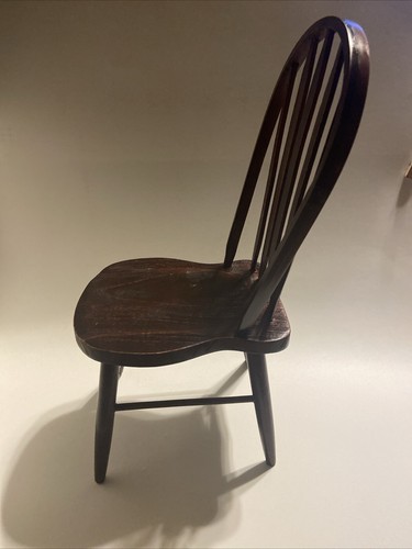 Doll Chair Spindle Back 15” Dark Stain Wood Nice Details LOOK - Picture 5 of 11