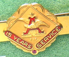 🍺 VTG. Anheuser Busch Co. Logo 10K emblem employee service award tie clip clasp