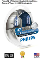 Pack Of 2 H7 Halogen Headlight Bulbs Philips Diamond Vision 5000k Ultimate White