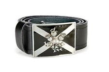 Saltire Thistle Highland Leather Kilt Belt and Buckle MG1 Antique + Black 