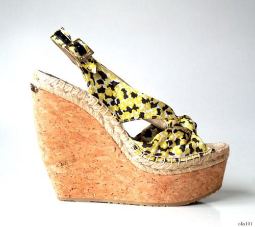 yellow floral wedges