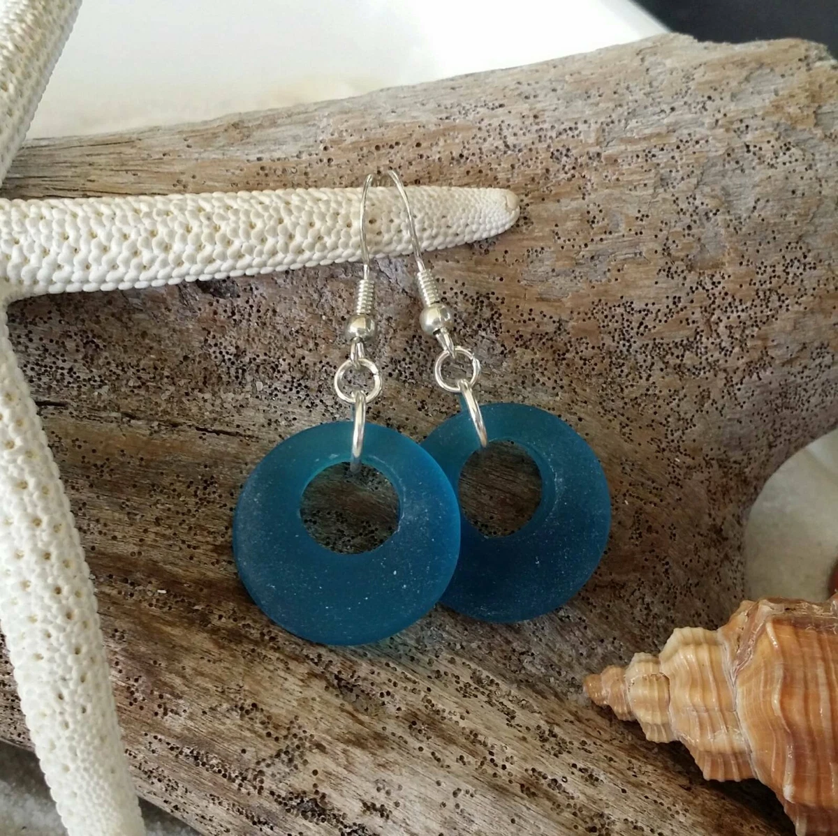 Blue sea deals glass earrings