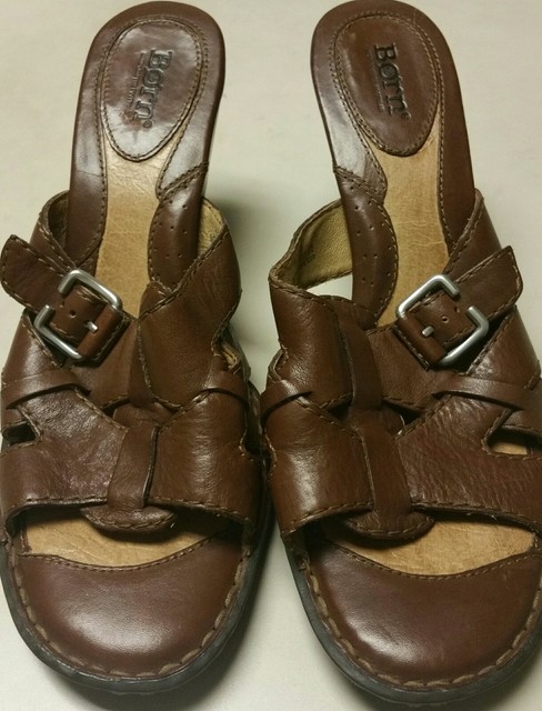 BORN BROWN HIGH HEEL LEATHER STRAPPY SANDALS SZ 11 EUC | eBay