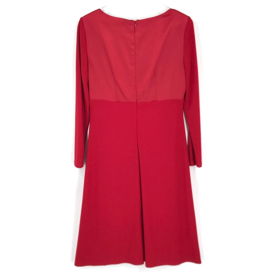 Adrianna Papell Womens Dress 6 Red Long Sleeve Christmas Holiday Festive Bow Tie - Image 2 of 4