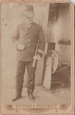 OTTOMAN PERIOD VINTAGE CABIN PHOTOGRAPH - OTTOMAN NAVAL OFFICER SOLDIER