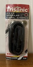 Trisonic TS-625-25 Ft. Modular Coil Hand Held Land Line Phone Cord Black NOS