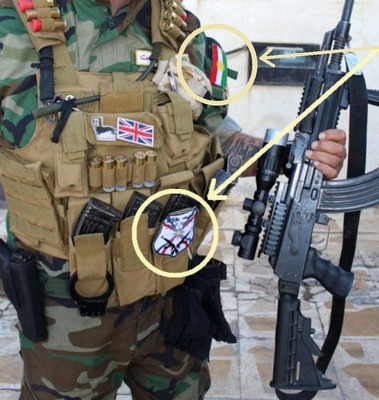 Anti-Isis Syria-Iraq Foreign Christian Fighter SSI Dwekh Nawsha + Kurdish Flag