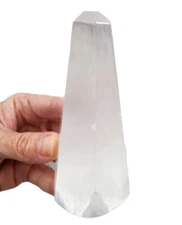 Selenite Polished Crystal Generator Morocco 210 grams