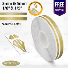 MATTE GOLD 1/8" & 1/5" Roll Vinyl Pinstriping Stripe Double Line Tape Sticker