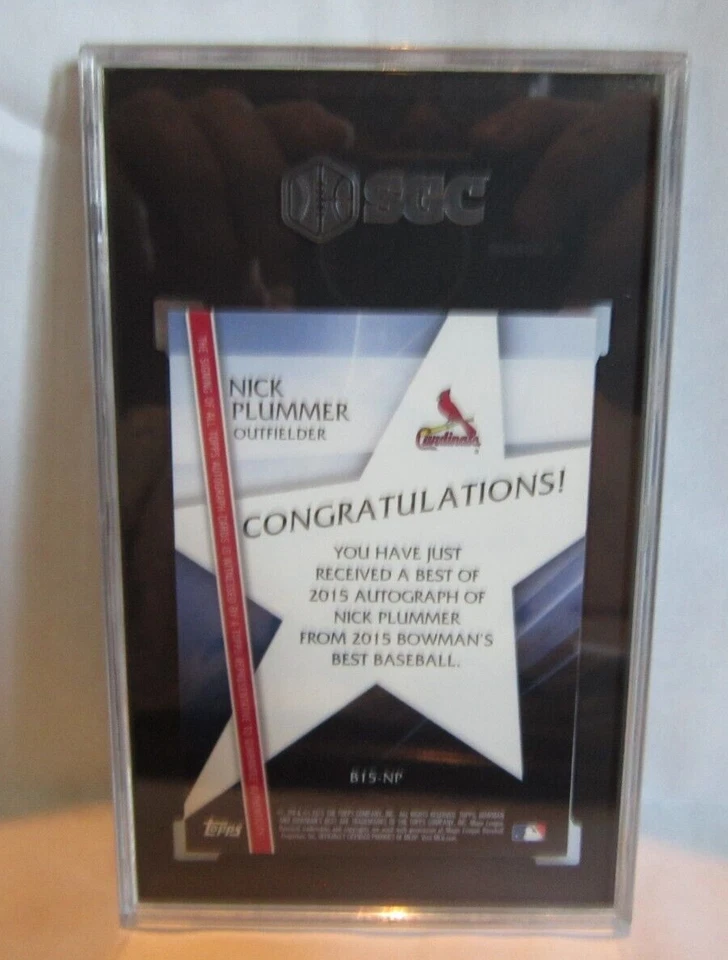 Nick Plummer 2015 Bowman's best Orange REFRACTOR ROOKIE Auto#/25 SGC10!Cardinals - Image 3 of 3