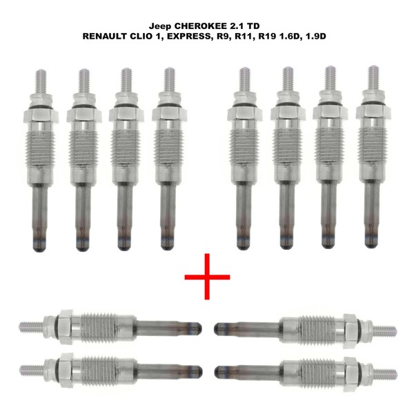 12 X GlüHkerzen FüR Jeep Cherokee 2.1TD Clio R11 R19 Aluminium M12X125-image