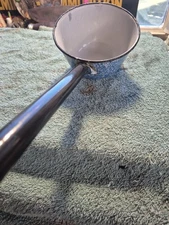 Vintage Drip Glaze Water Dipper Ladle Enamelware