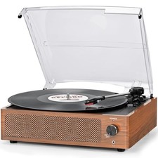 Vinyl Record Player with Speakers Vintage Turntable for Vinyls Records Brown