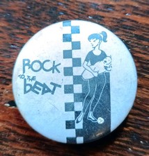 Vintage Rock To The Beat Ska Tin Pin Badge 1980s