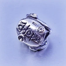Antique Sterling silver simple 925 bead Cz charm pendant “hope love dream